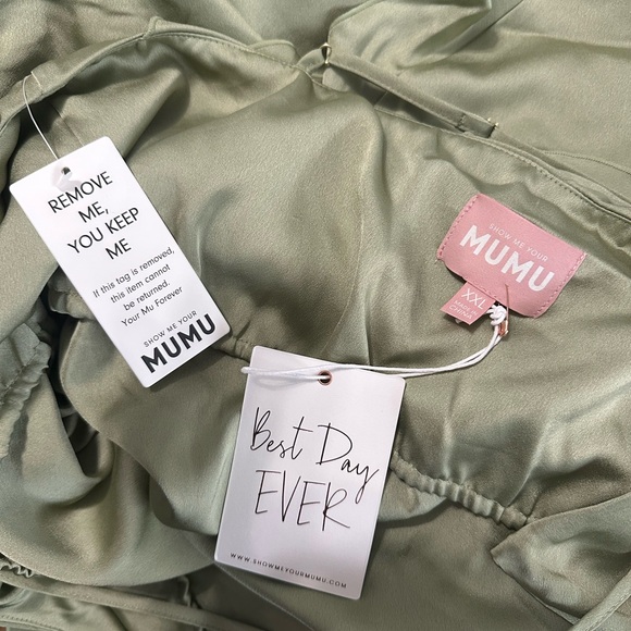 Show Me Your MuMu Asymmetrical Ruffle Dress in Olive - Picture 3 of 3